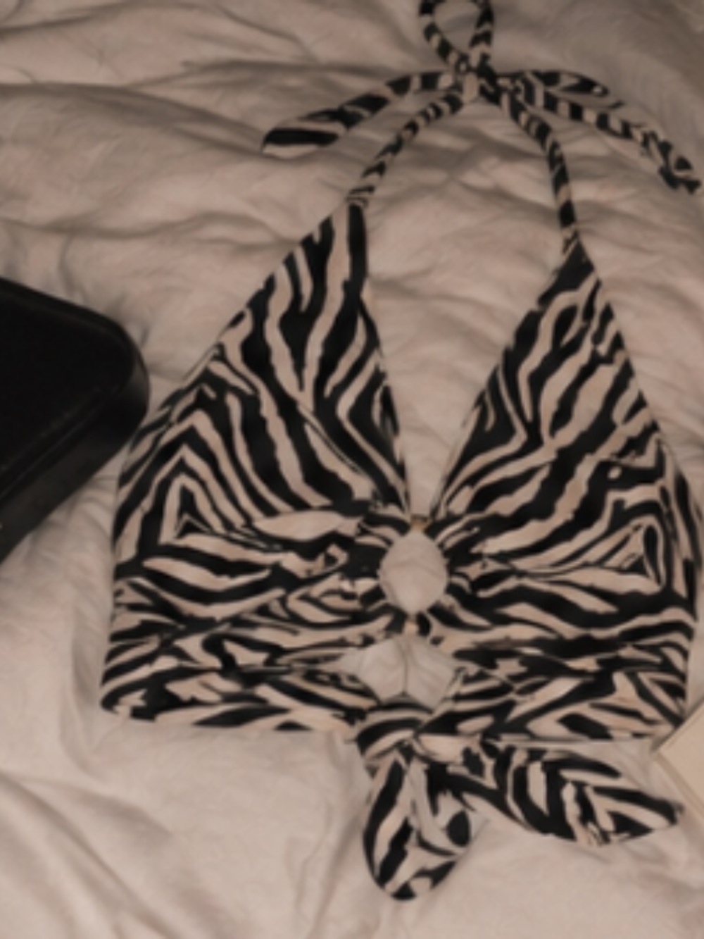 zebra halter top with tie back - Picture 3 of 5